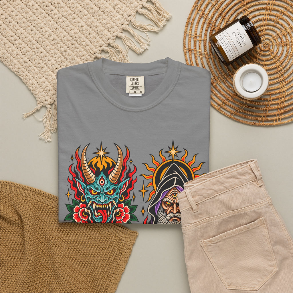 Wizard, Oni and Skull Tattoo Flash T-Shirt