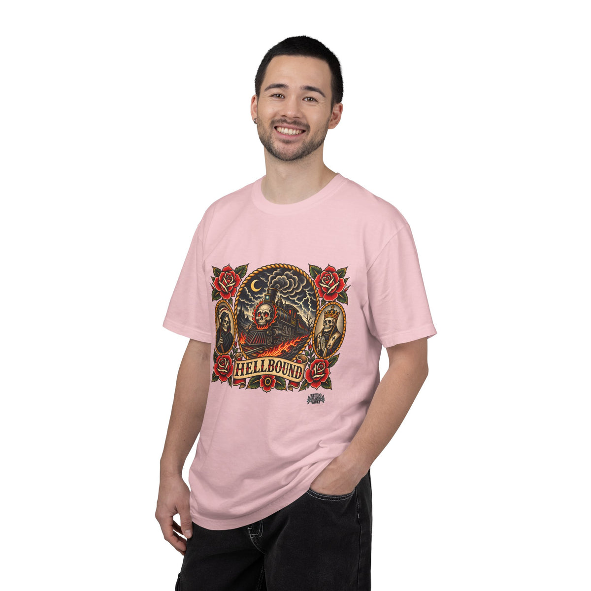Hellbound Skull Train Tattoo Flash T-Shirt