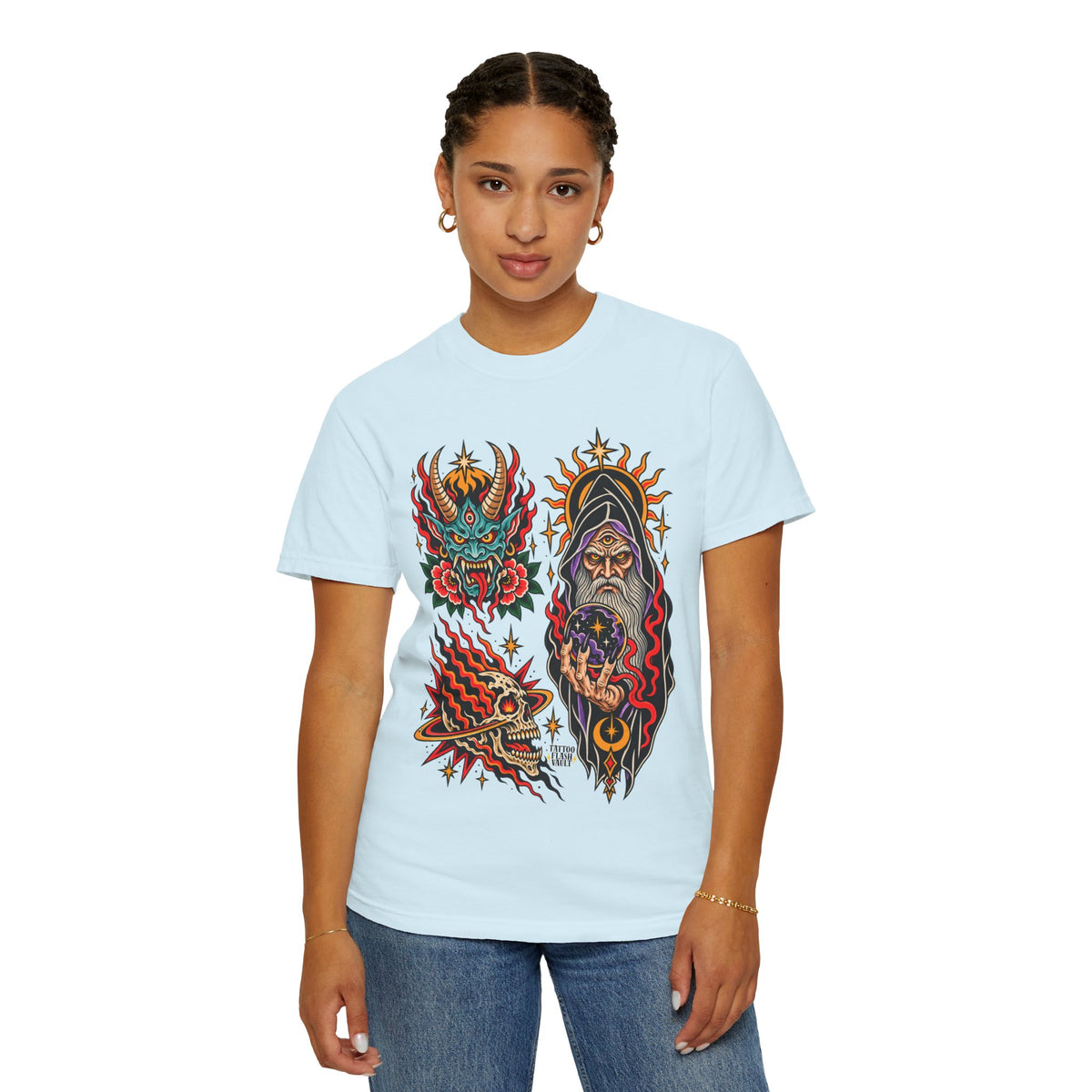 Wizard, Oni and Skull Tattoo Flash T-Shirt