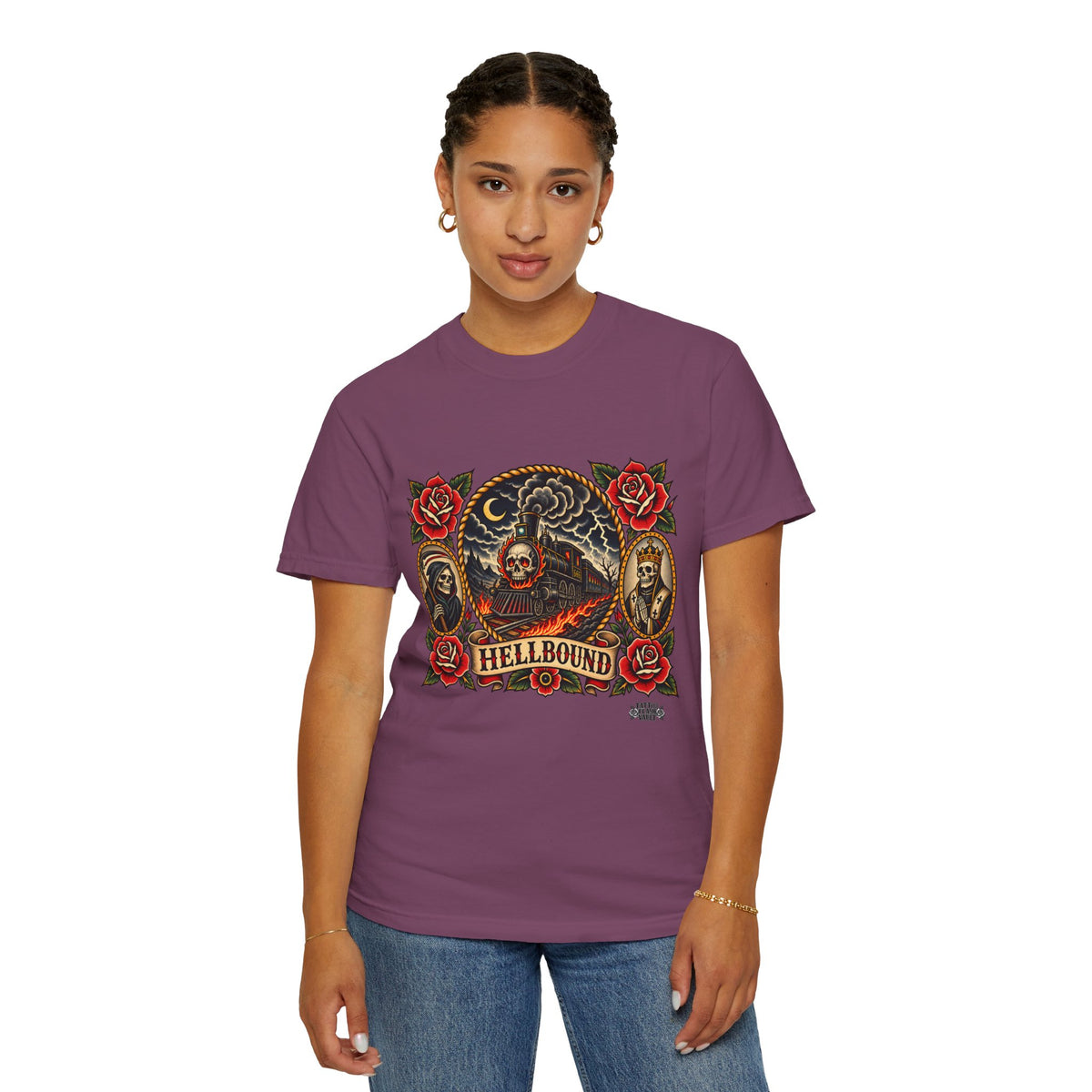 Hellbound Skull Train Tattoo Flash T-Shirt