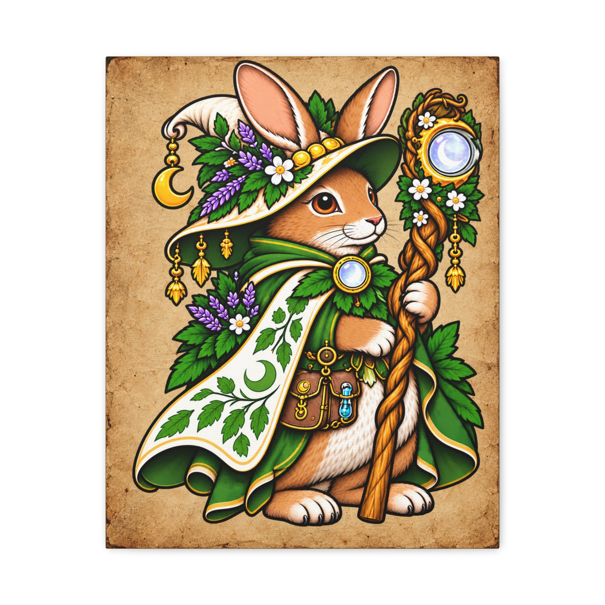 Rabbit Wizard Tattoo Flash Wall Art