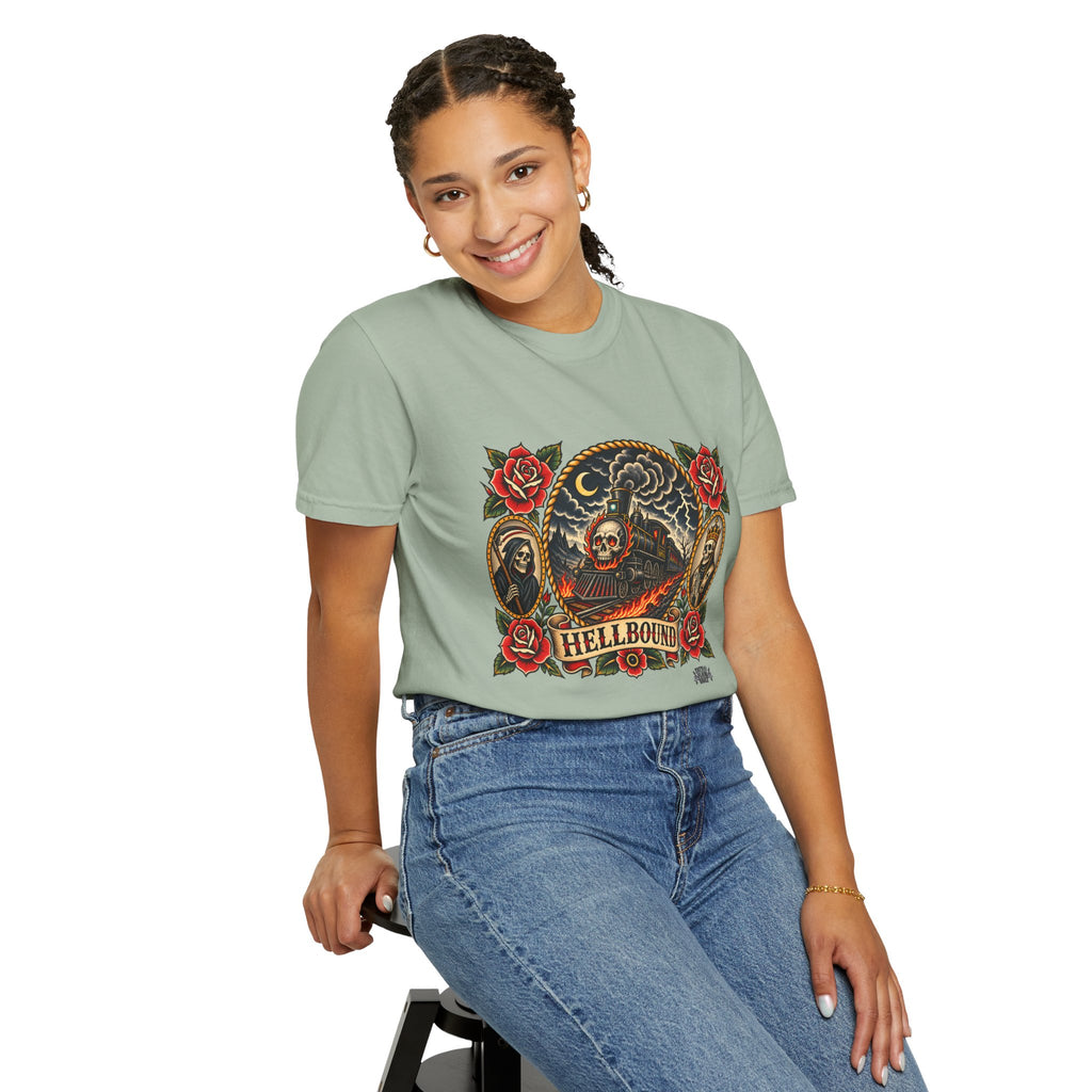 Hellbound Skull Train Tattoo Flash T-Shirt