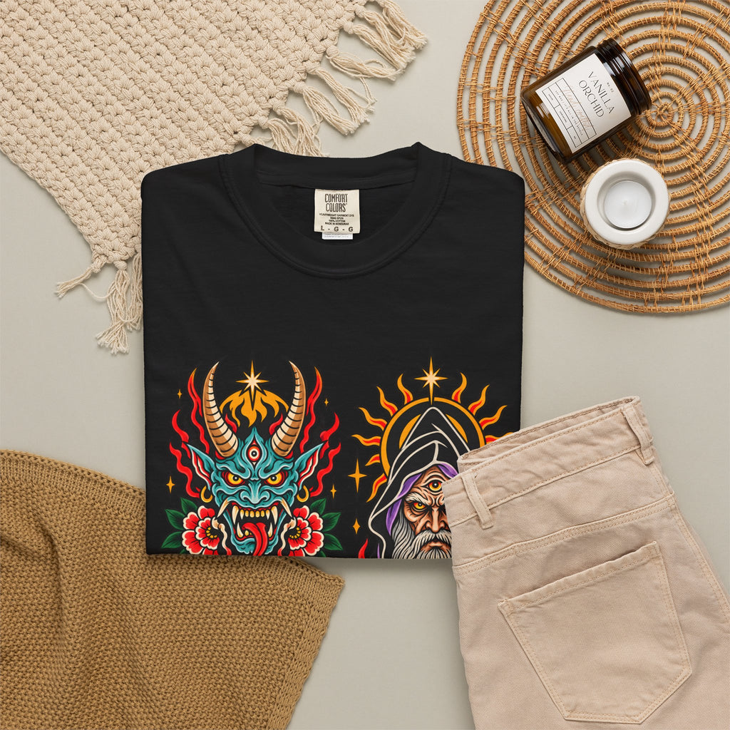 Wizard, Oni and Skull Tattoo Flash T-Shirt