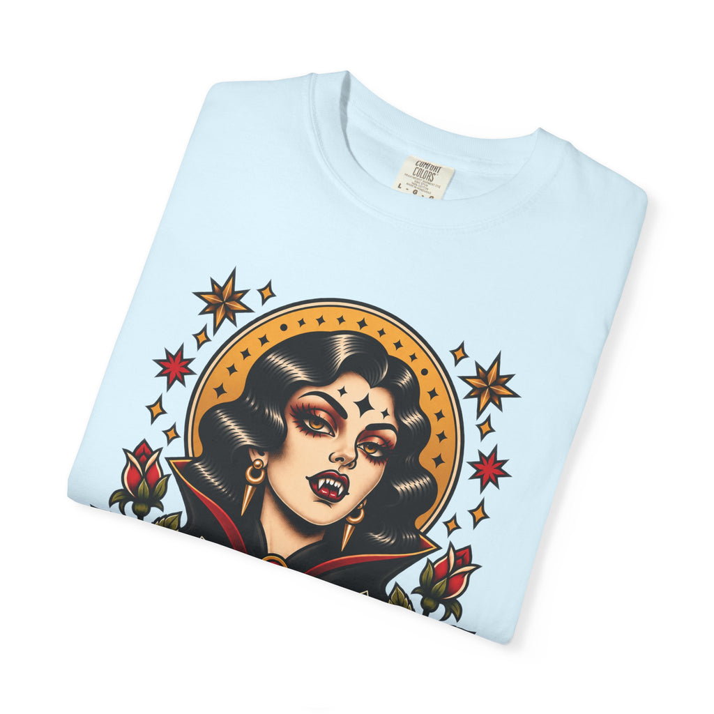 Vampire Woman & Black Cat Tattoo Flash T‑Shirt