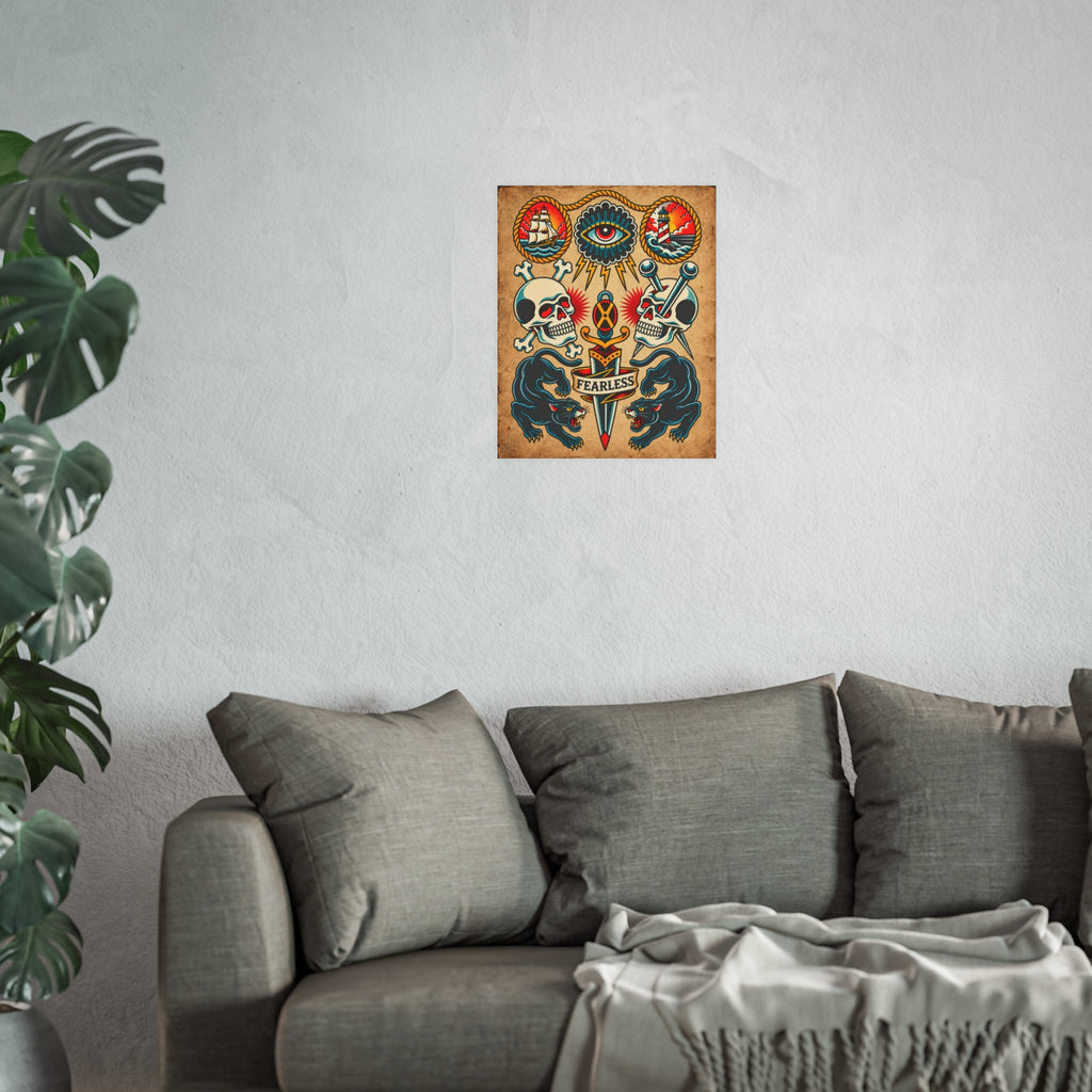 American Traditional Fearless Tattoo Flash Art Print (8x10 & 16x20)