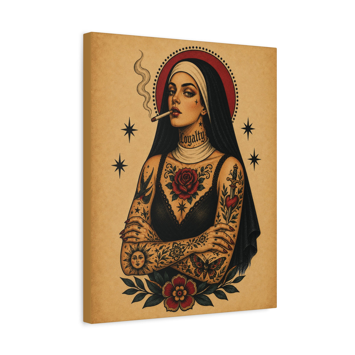 Tattooed Nun Canvas Wall Art