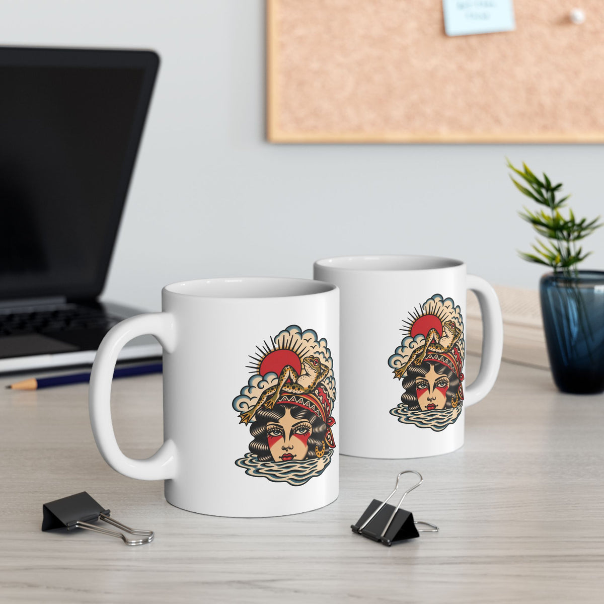 Lady of The Lake Tattoo Flash Ceramic Coffee Mug (11oz, 15oz)