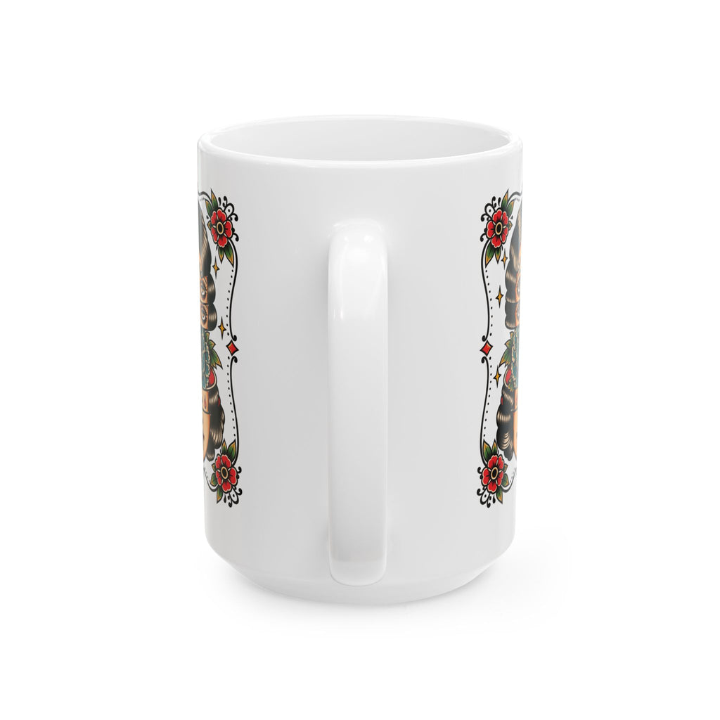 Floral Surreal Woman Tattoo Flash Ceramic Coffee Mug (11oz, 15oz)