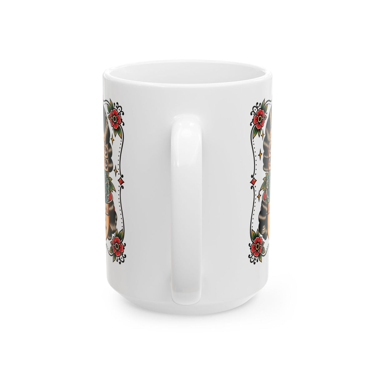 Floral Surreal Woman Tattoo Flash Ceramic Coffee Mug (11oz, 15oz)