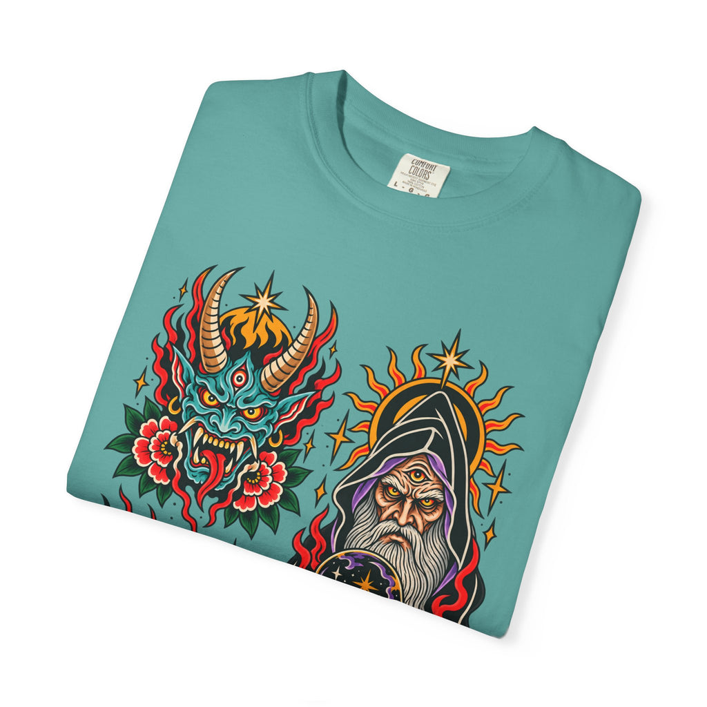 Wizard, Oni and Skull Tattoo Flash T-Shirt