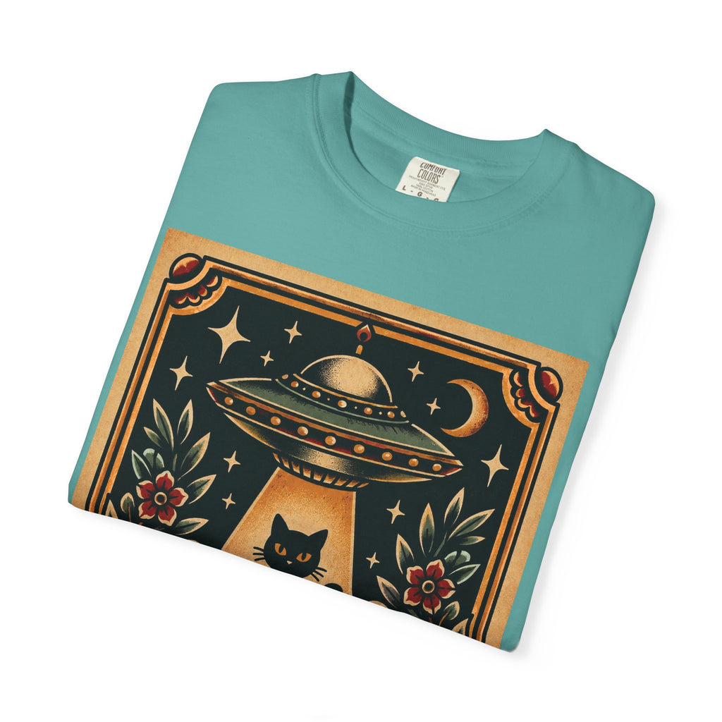 UFO & Black Cat Tattoo Flash Sheet T-Shirt