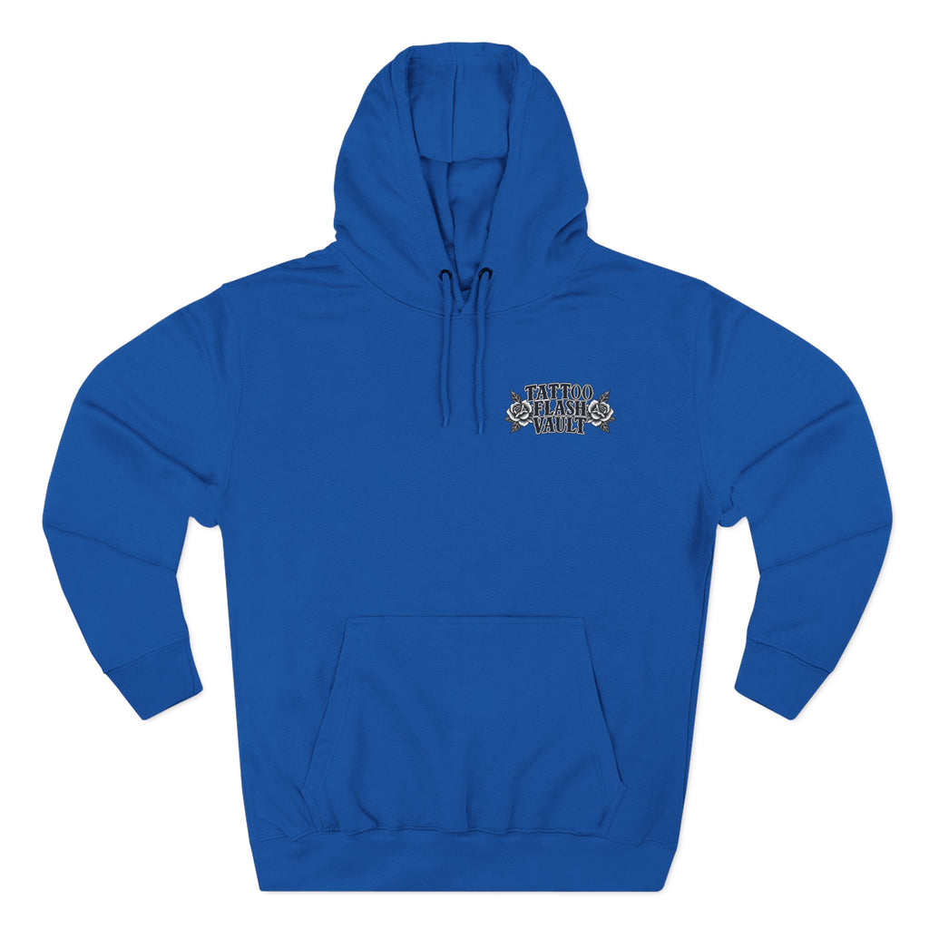 American Traditional Fearless Tattoo Flash Pullover Hoodie (Back Design)