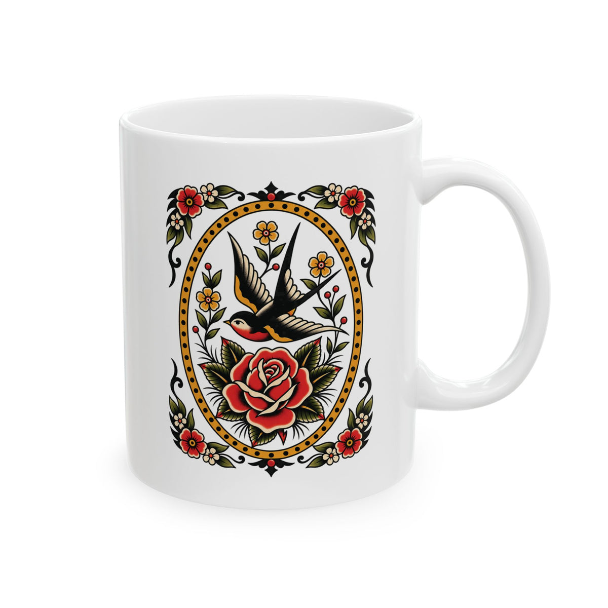 American Traditional Swallow Tattoo Flash Coffee Mug (11oz & 15oz)