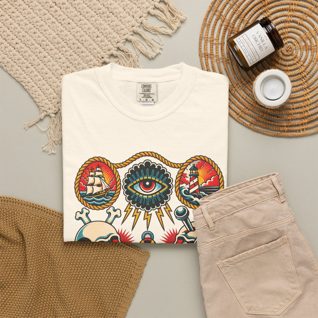 American Traditional Tattoo Flash Sheet T-Shirt