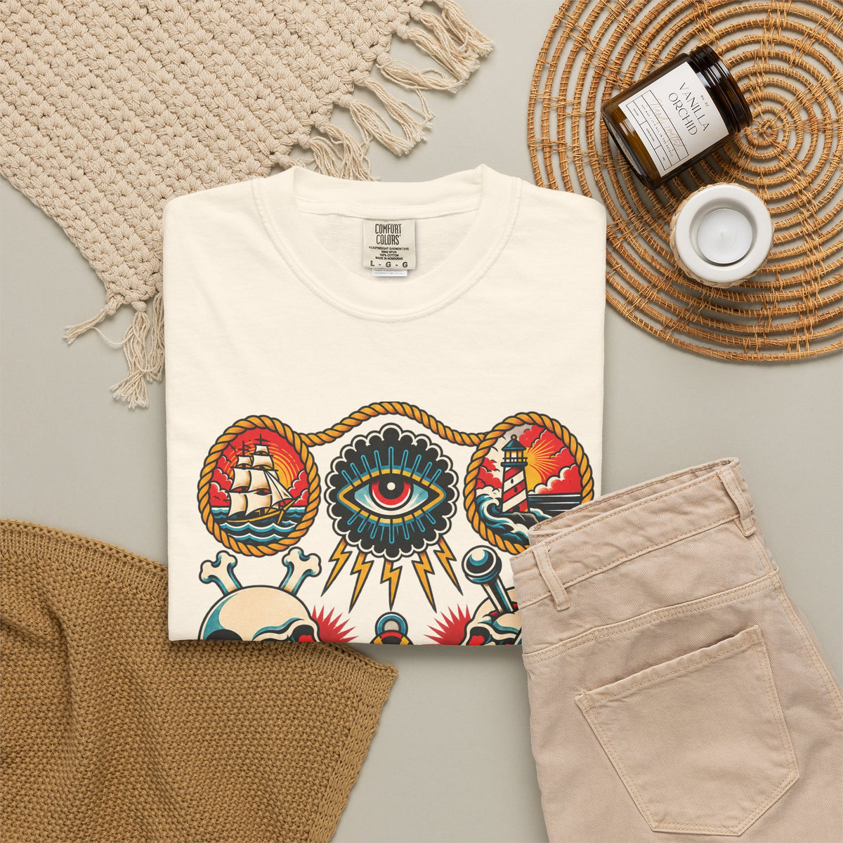 American Traditional Tattoo Flash Sheet T-Shirt