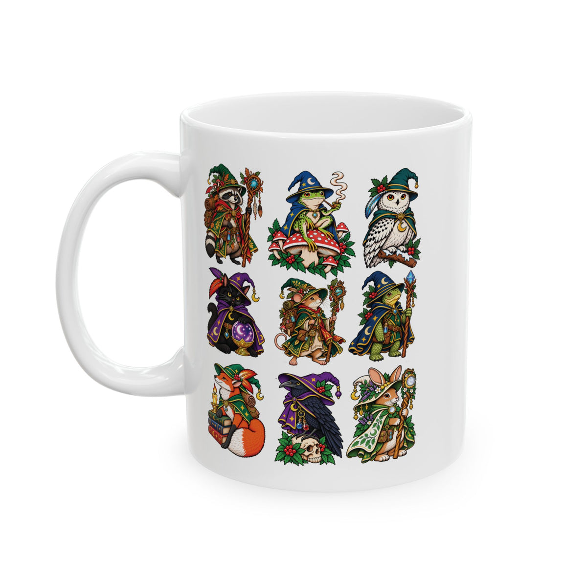 Woodland Witches & Wizards Tattoo Flash Ceramic Coffee Mug (11oz, 15oz)