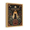 UFO & Black Cat Tattoo Flash Canvas Wall Art