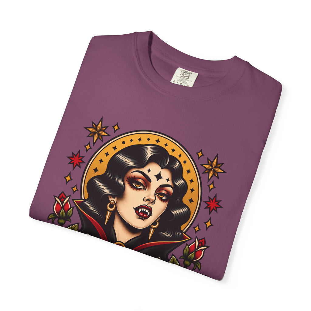 Vampire Woman & Black Cat Tattoo Flash T‑Shirt