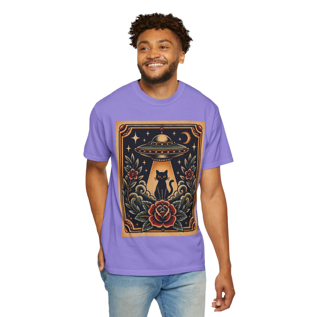 UFO & Black Cat Tattoo Flash Sheet T-Shirt