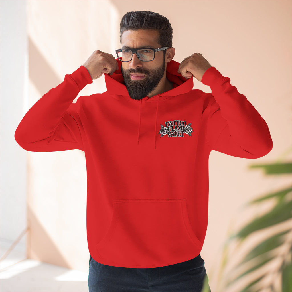UFO& Black Cat Tattoo Flash Pullover Hoodie (Back Design)