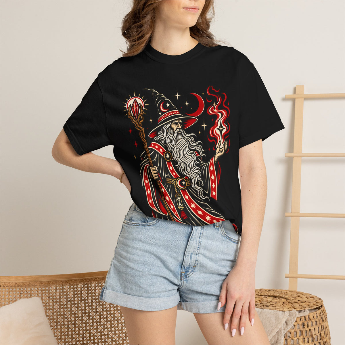 Fire Wizard Tattoo Flash T Shirt