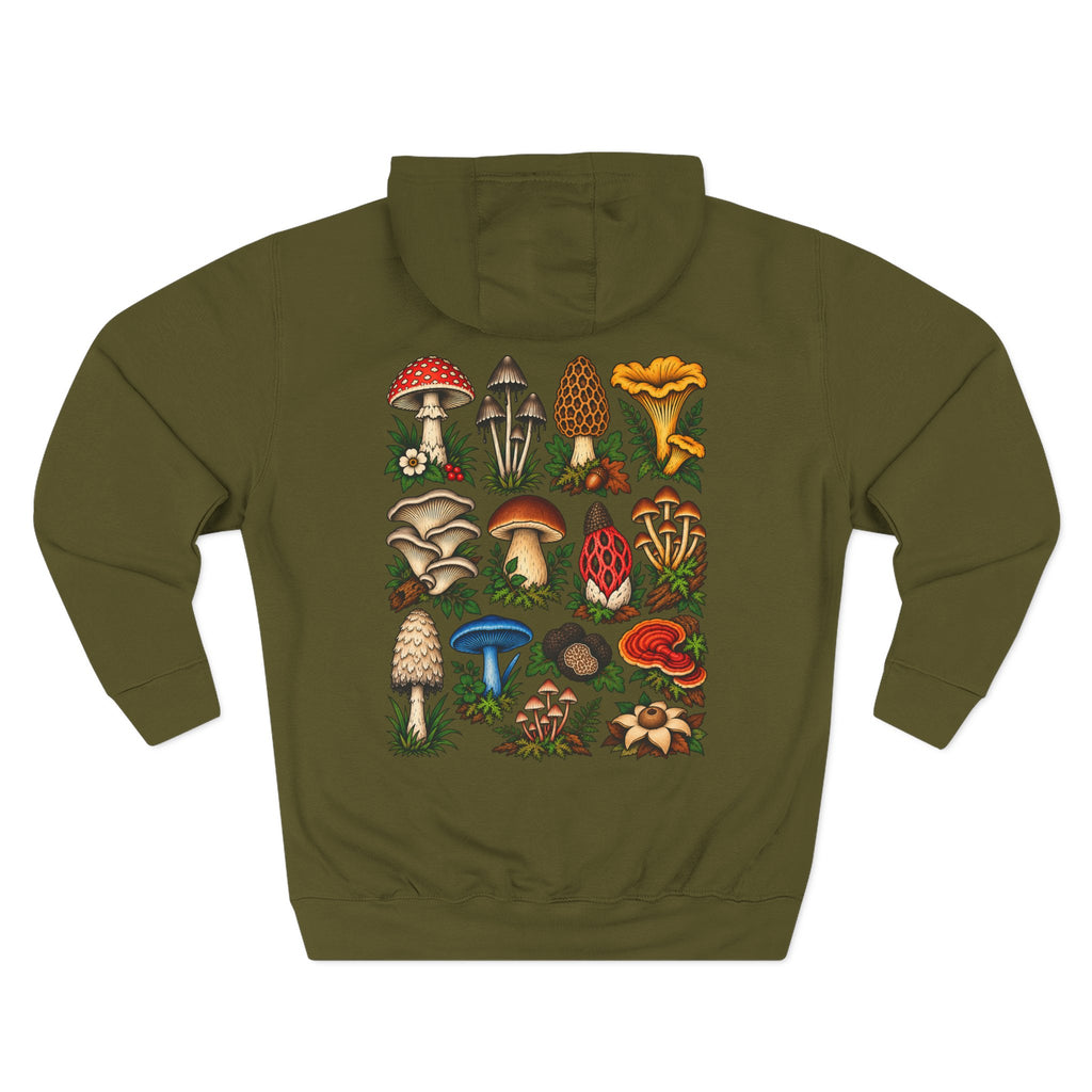 Mushroom Tattoo Flash Pullover Hoodie (Back Design)
