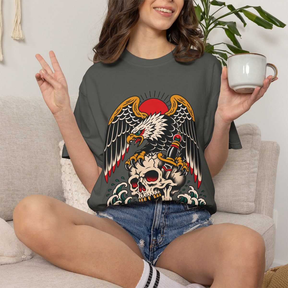 American Traditional Eagle & Skull Tattoo Flash T-Shirt
