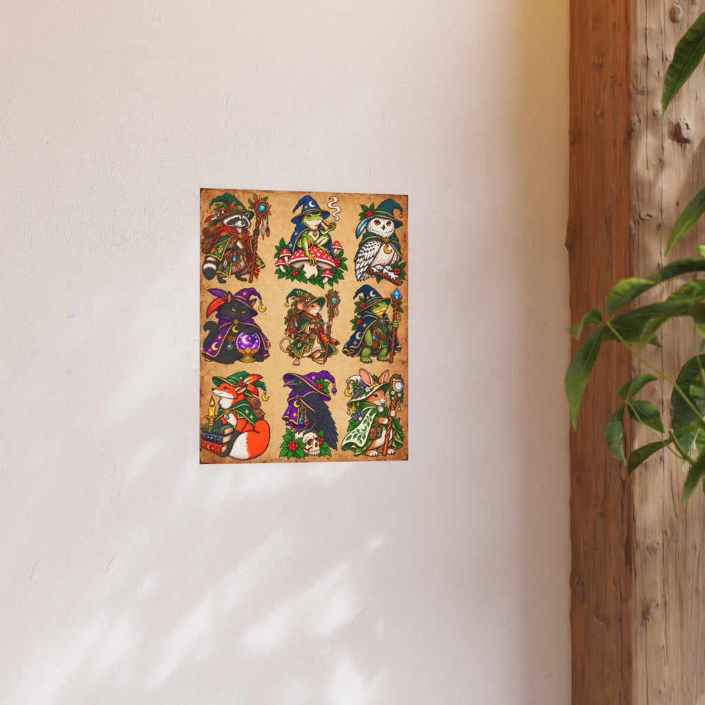 Woodland Witches & Wizards Tattoo Flash Art Print (8x10 & 16x20)