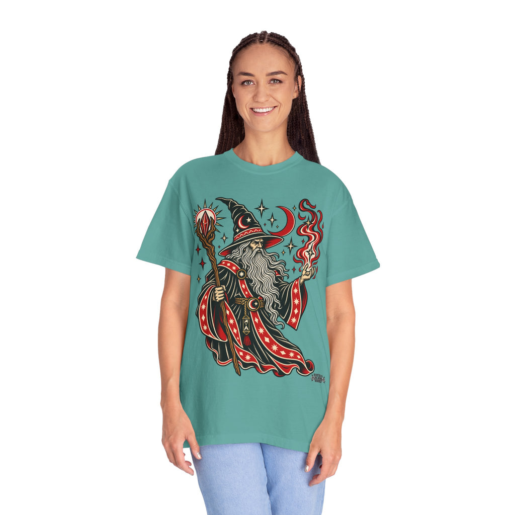 Fire Wizard Tattoo Flash T Shirt