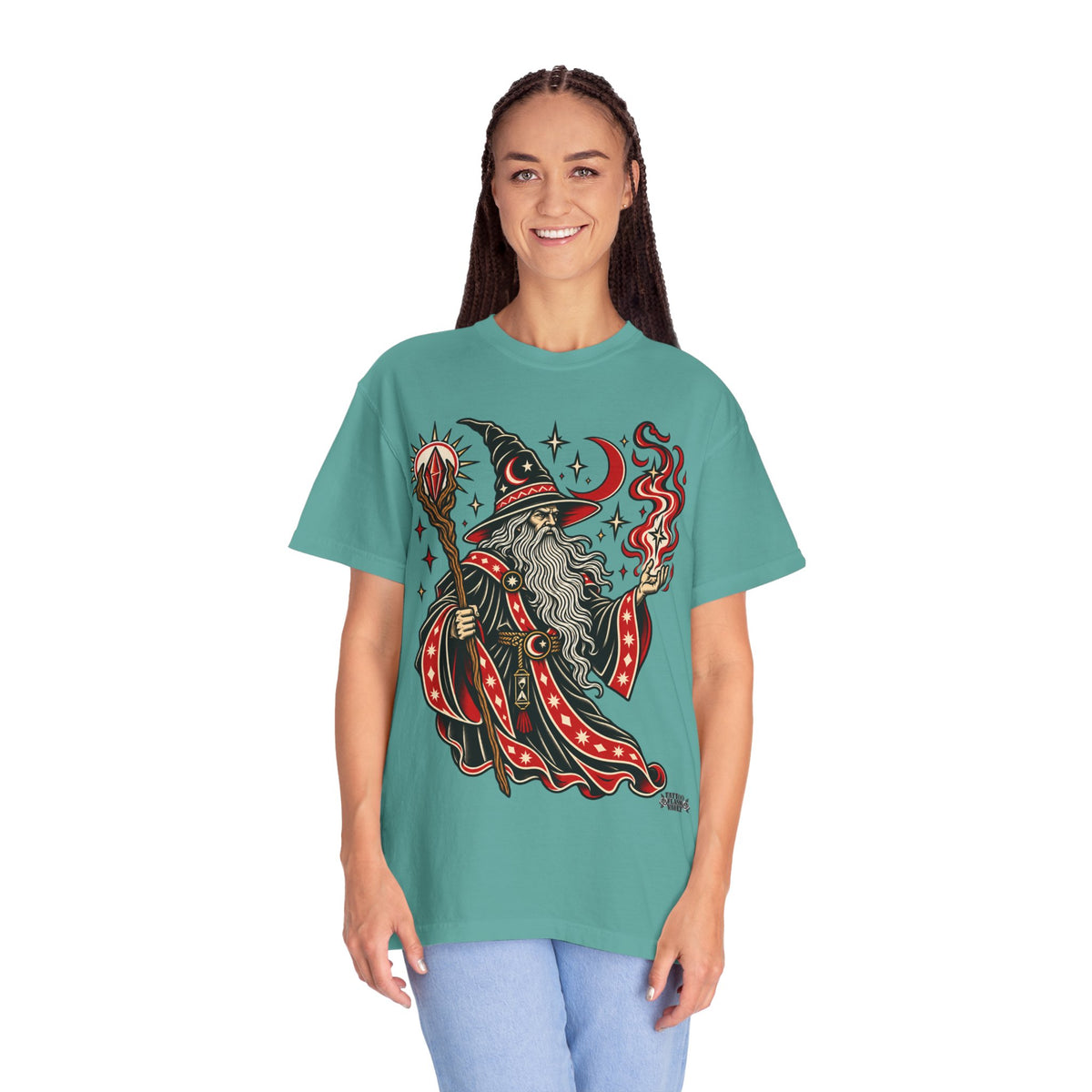Fire Wizard Tattoo Flash T Shirt