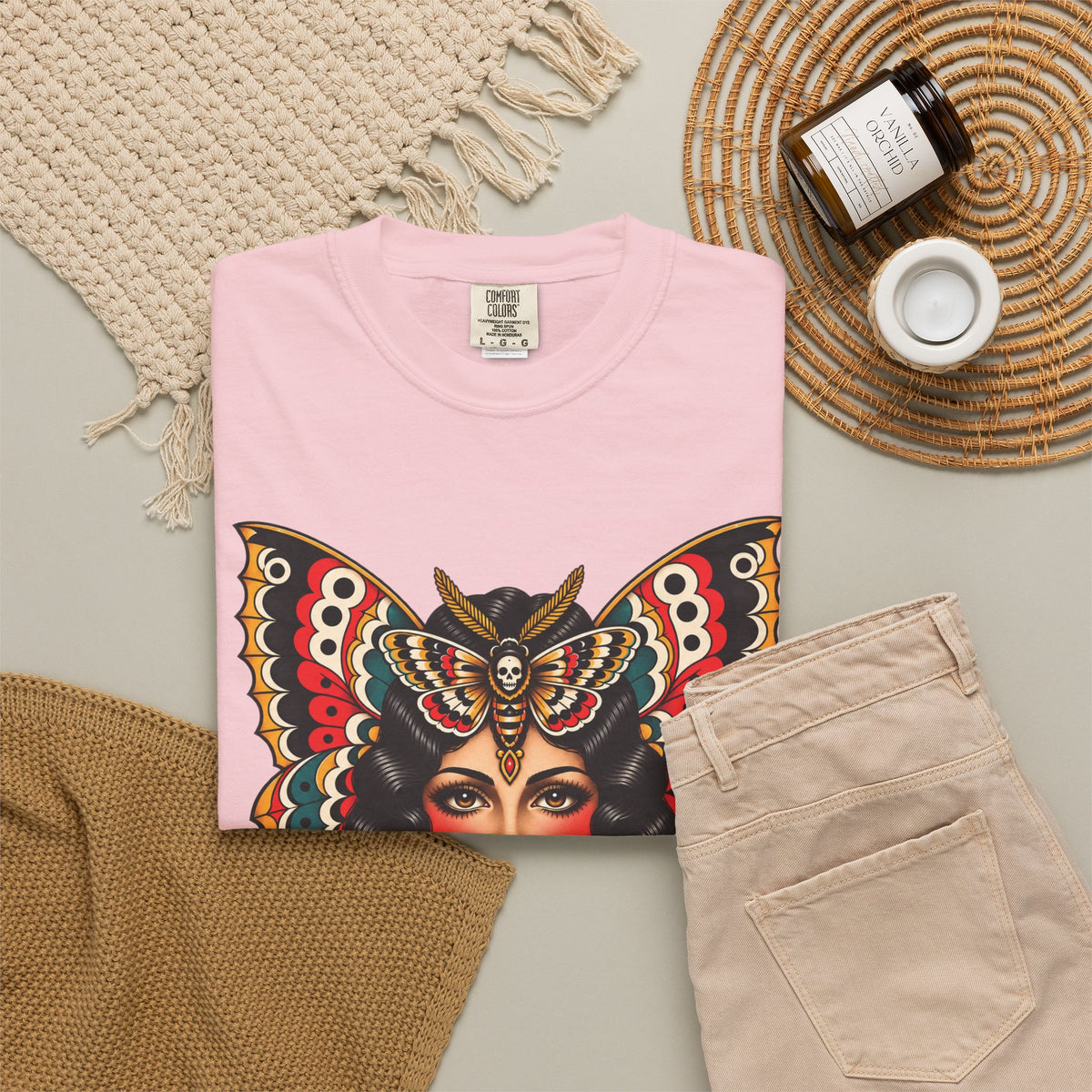 Gypsy Moth Woman Tattoo Flash Sheet T-Shirt