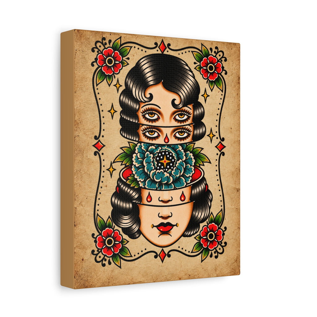 Surreal Floral Tattoo Flash Canvas Wall Art