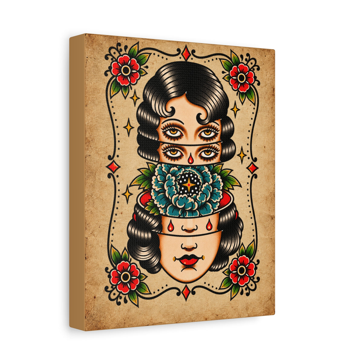 Surreal Floral Tattoo Flash Canvas Wall Art