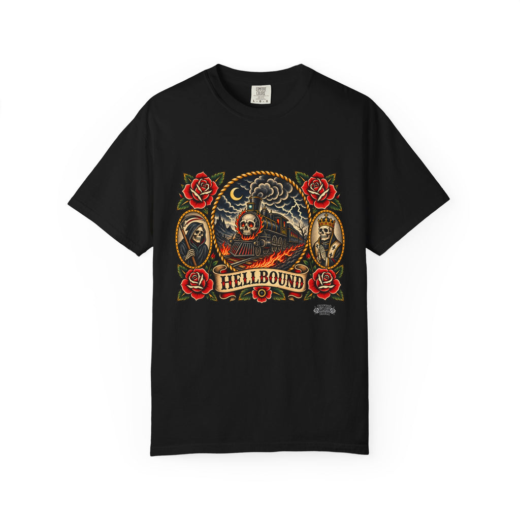 Hellbound Skull Train Tattoo Flash T-Shirt
