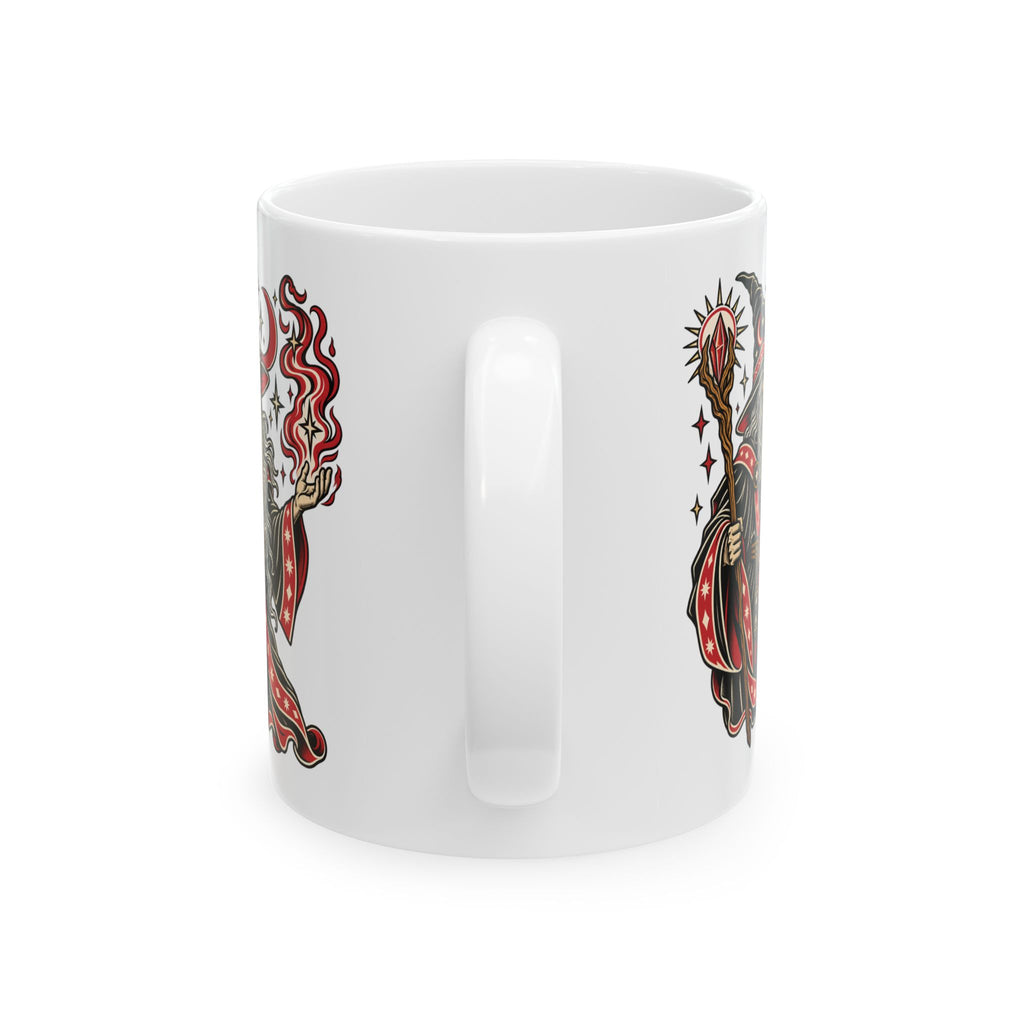 Fire Wizard Tattoo Flash Ceramic Coffee Mug (11oz, 15oz)