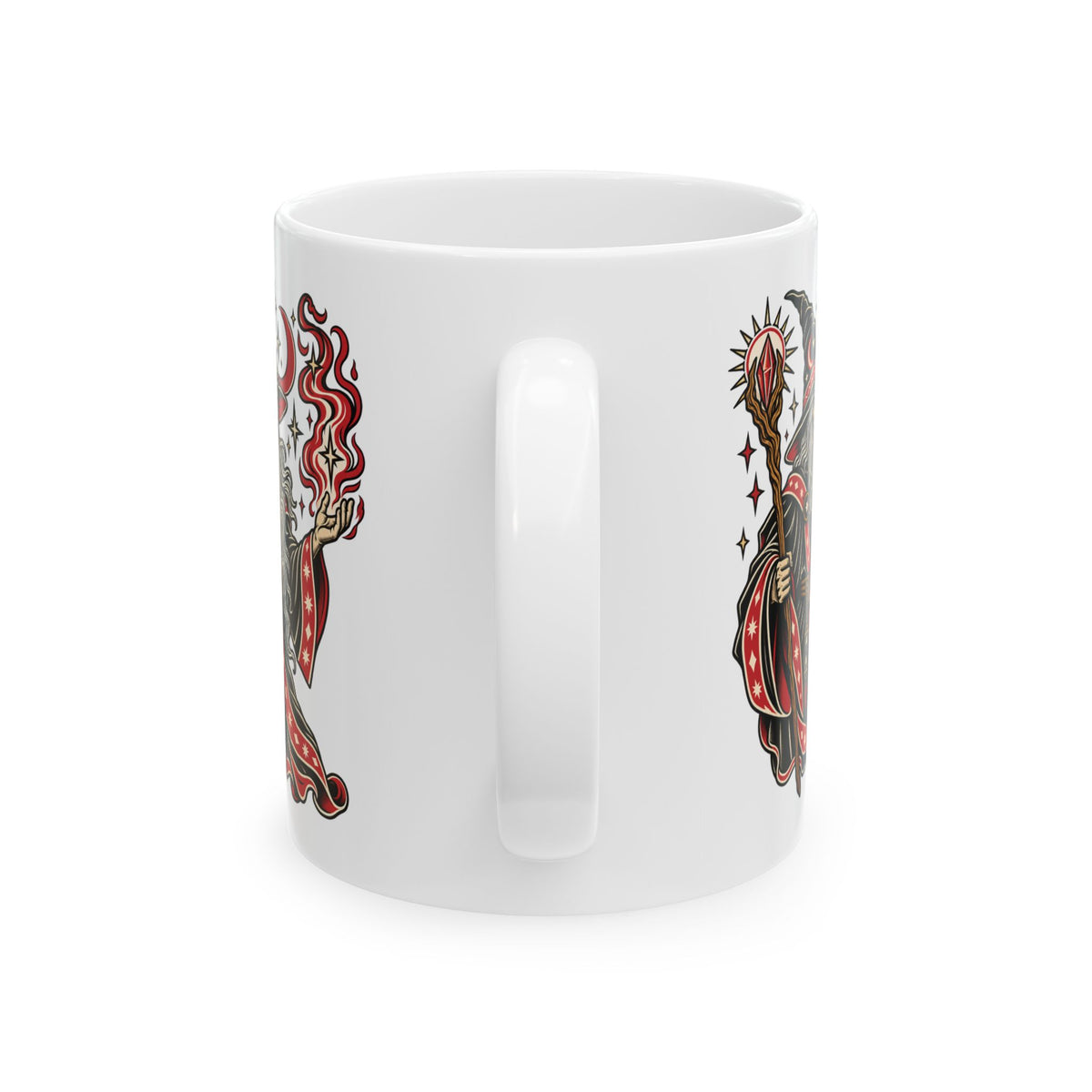 Fire Wizard Tattoo Flash Ceramic Coffee Mug (11oz, 15oz)