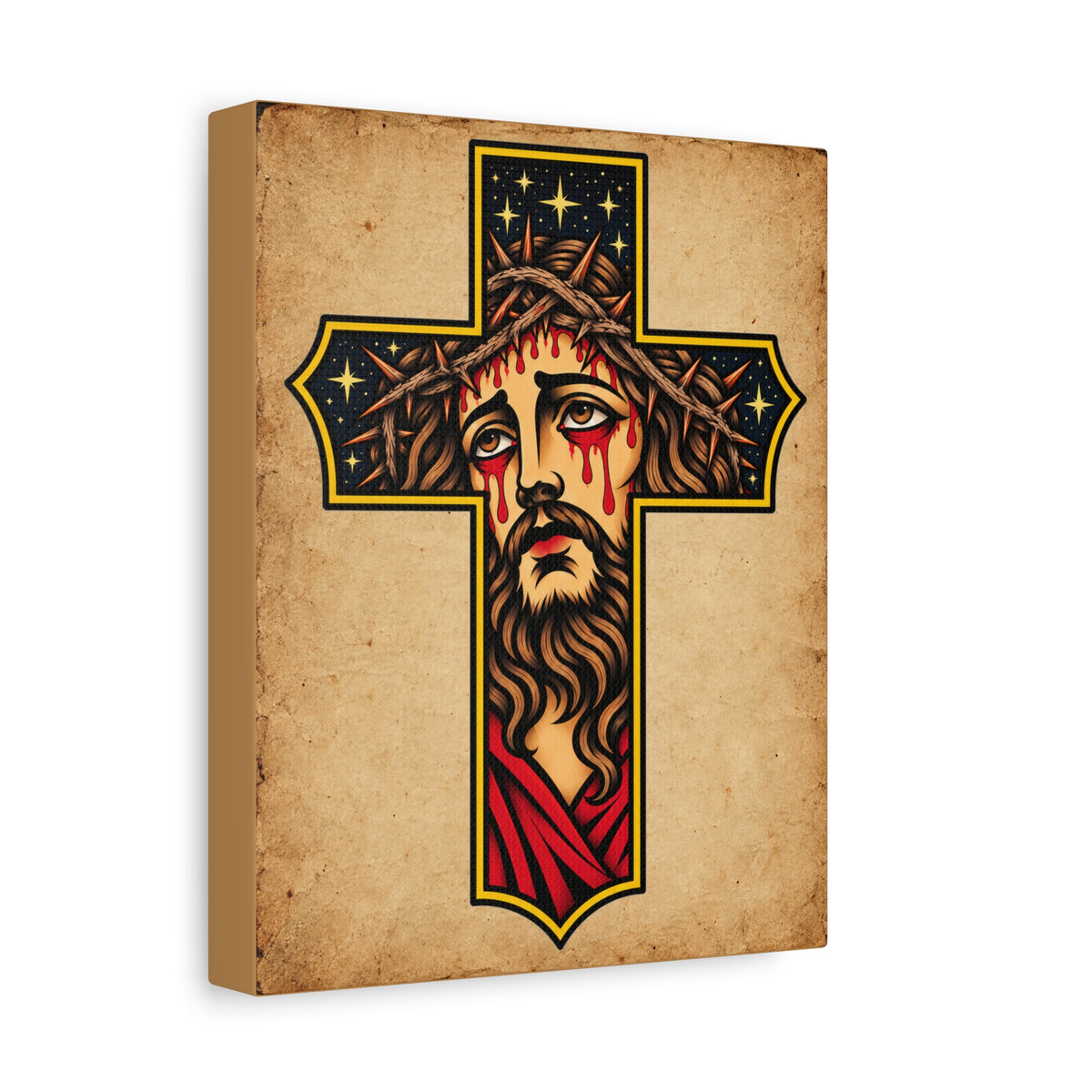 Jesus Christ Cross Tattoo Flash Canvas Wall Art
