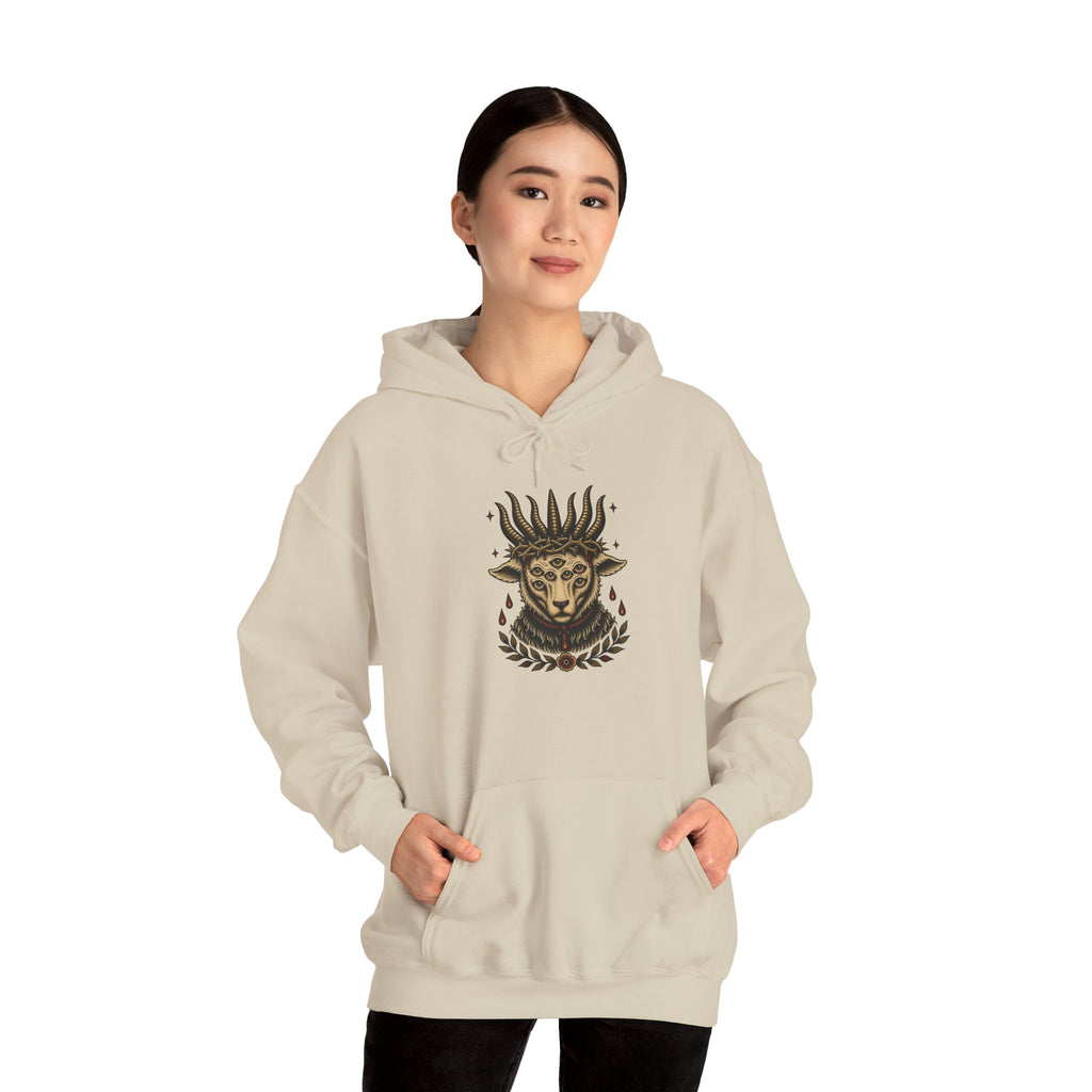 Sacrificial Lamb Hoodie with Revelation 5:6 Scripture Back Print