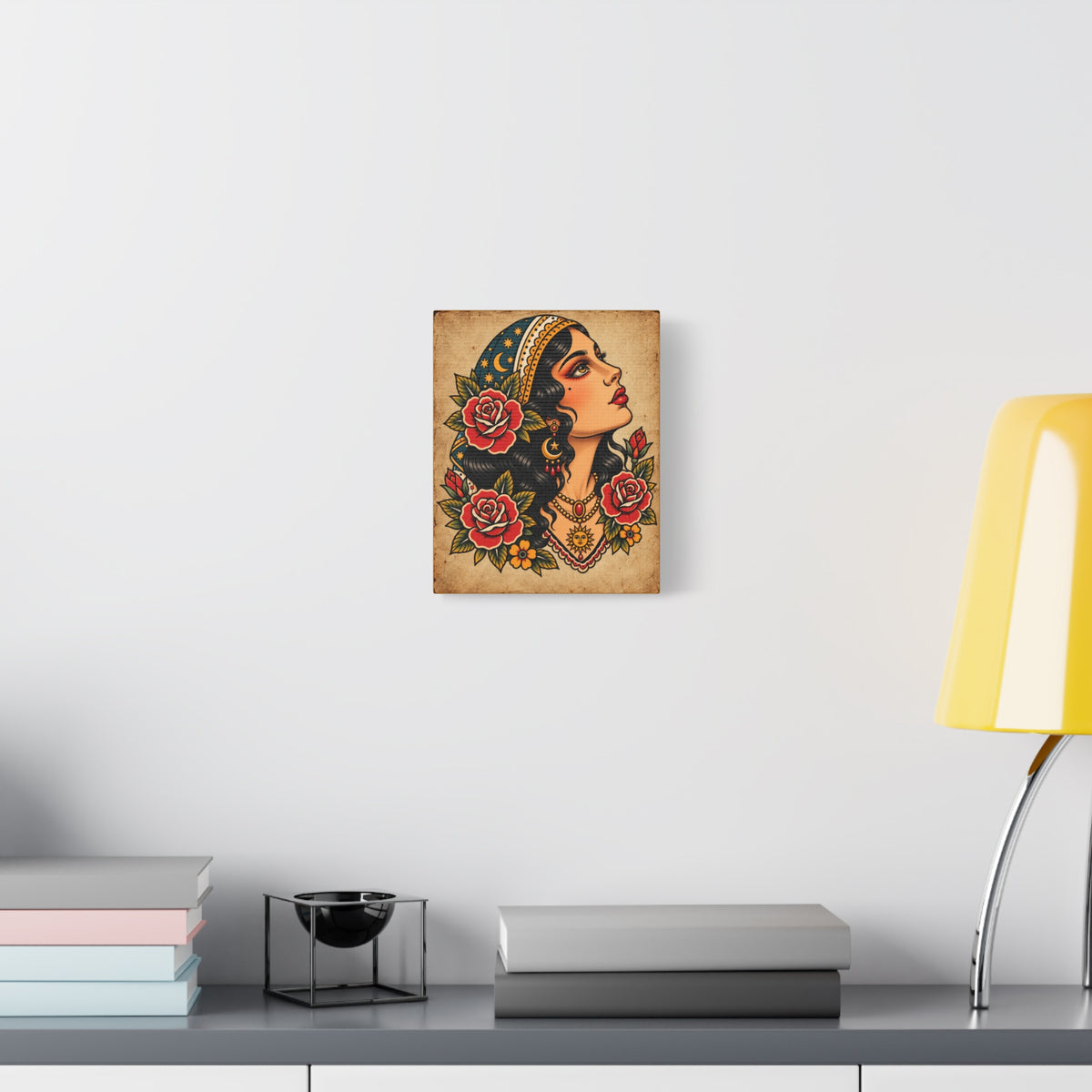 Gypsy Woman Tattoo Flash Canvas Wall Art