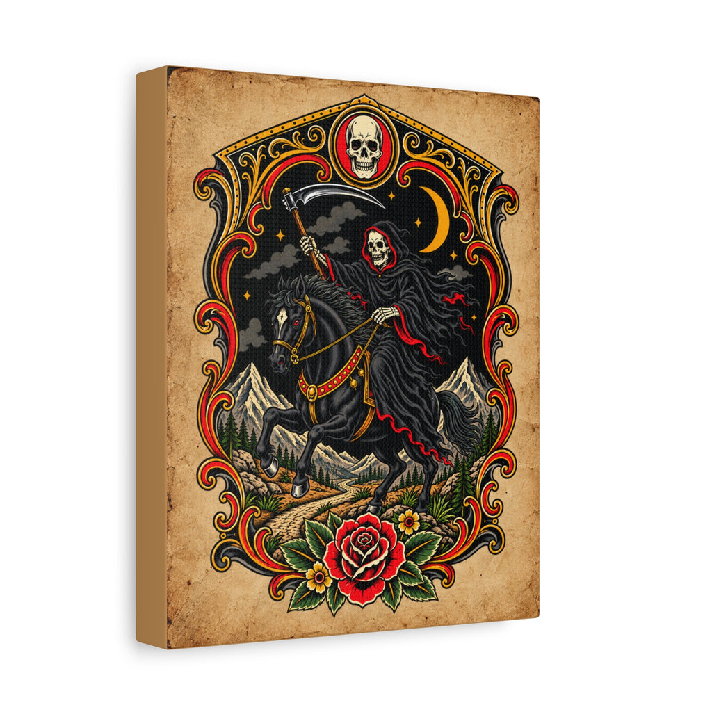 Grim Reaper Horsman Tattoo Flash Canvas Wall Art