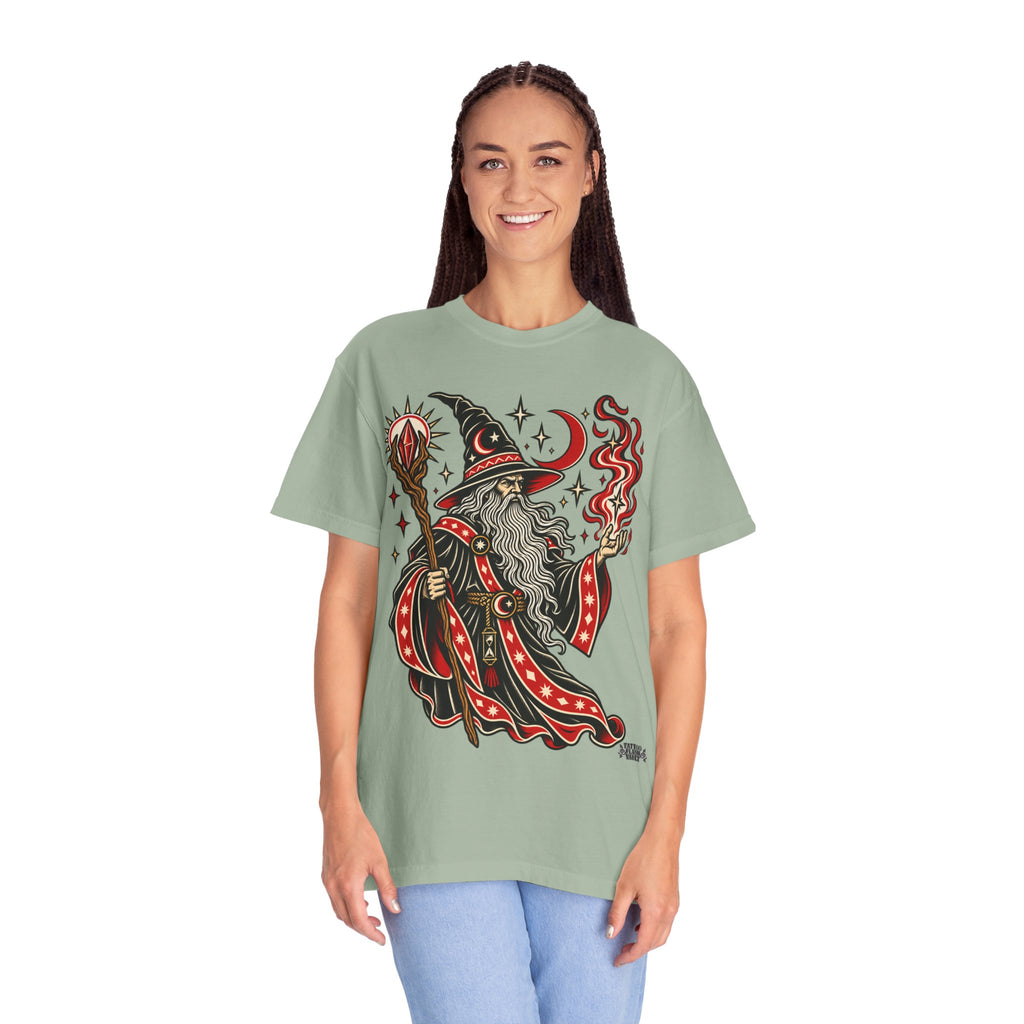 Fire Wizard Tattoo Flash T Shirt