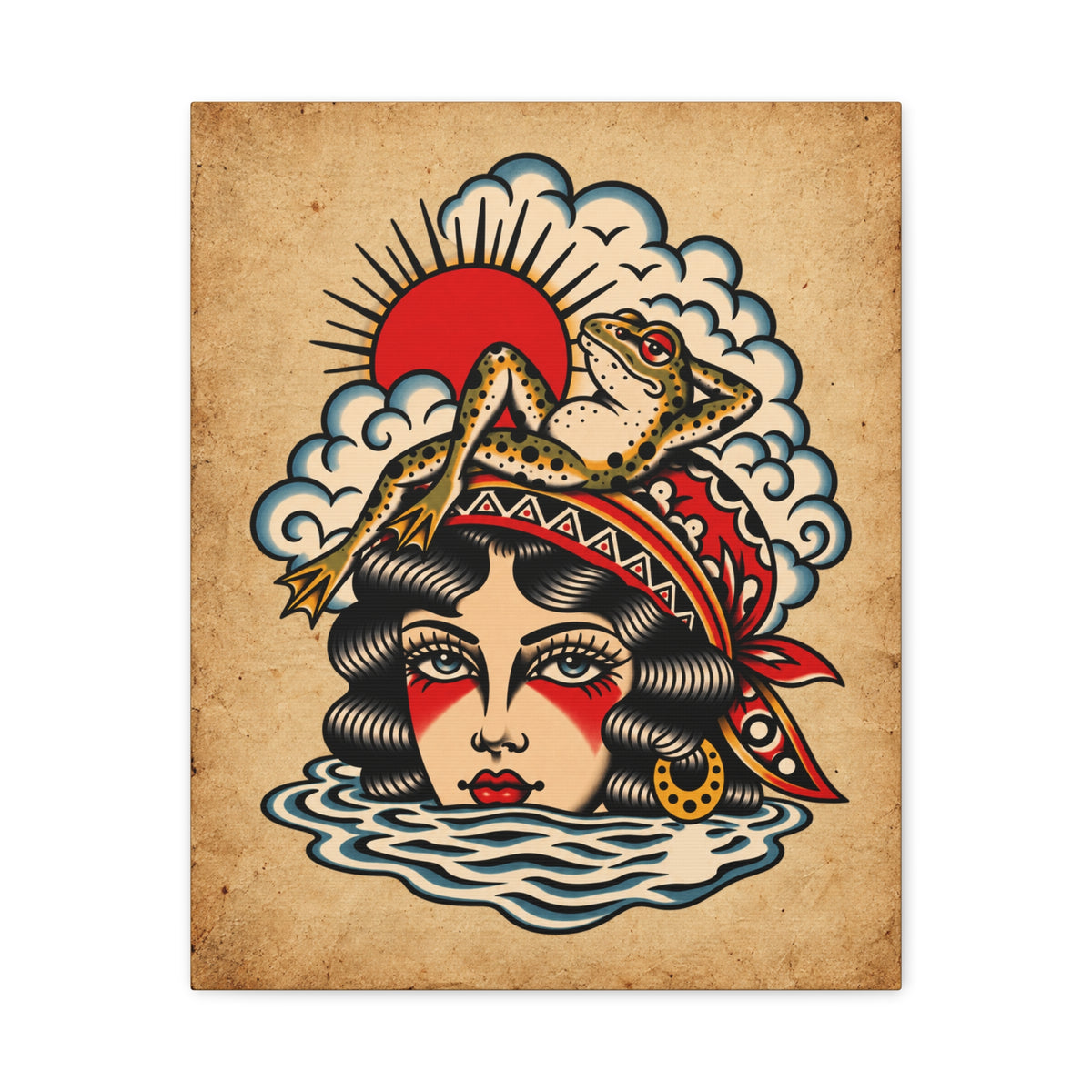 Lady of The Lake Tattoo Flash Canvas Wall Art
