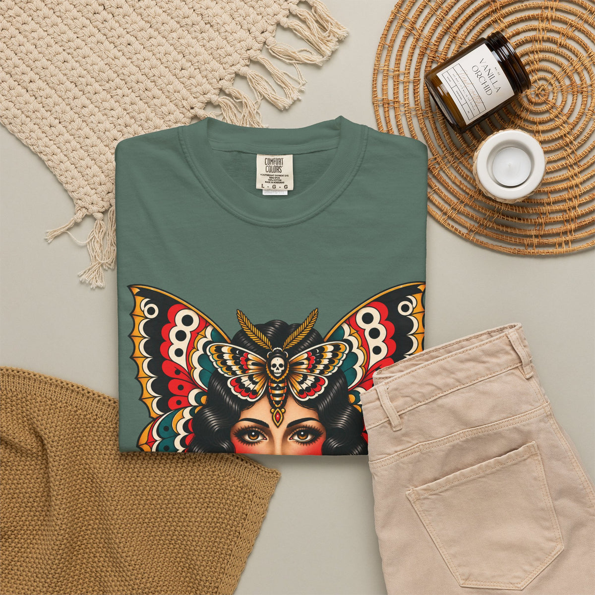 Gypsy Moth Woman Tattoo Flash Sheet T-Shirt
