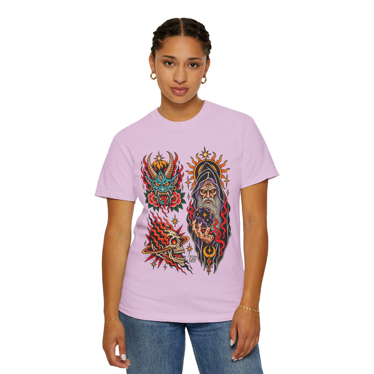 Wizard, Oni and Skull Tattoo Flash T-Shirt