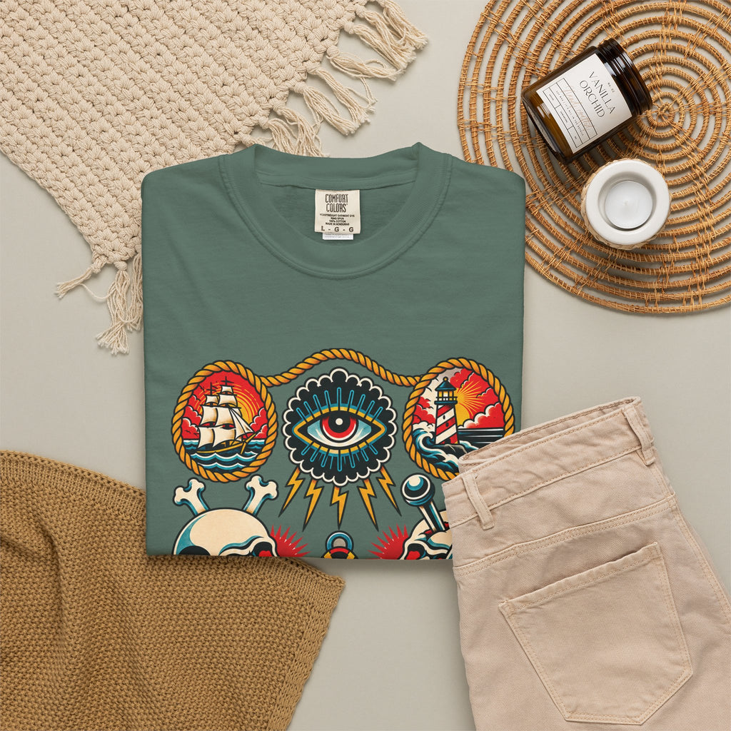 American Traditional Tattoo Flash Sheet T-Shirt