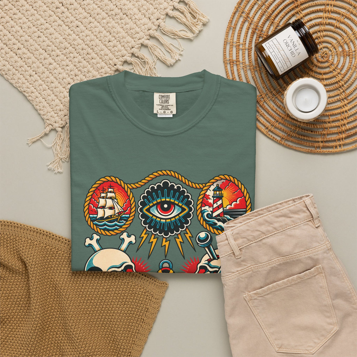 American Traditional Tattoo Flash Sheet T-Shirt