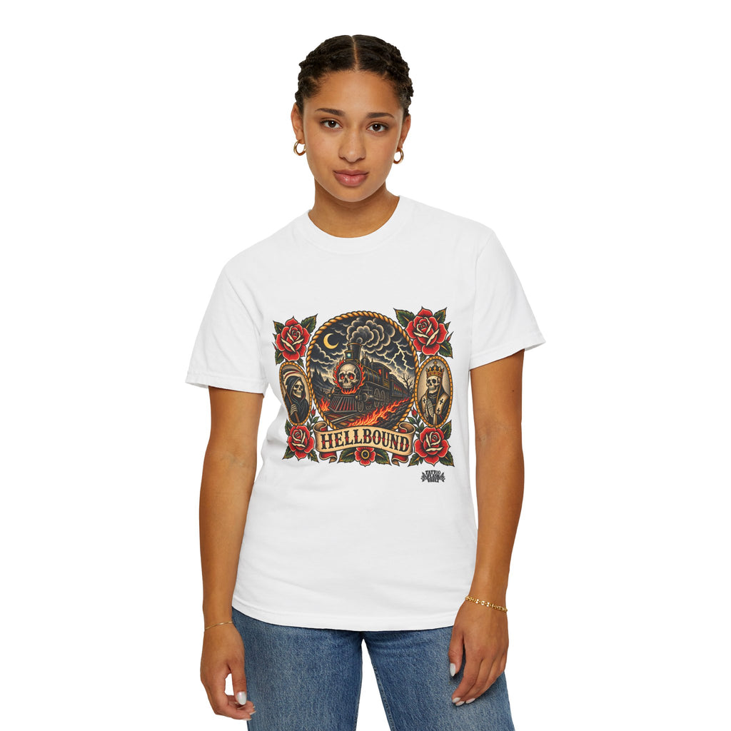 Hellbound Skull Train Tattoo Flash T-Shirt
