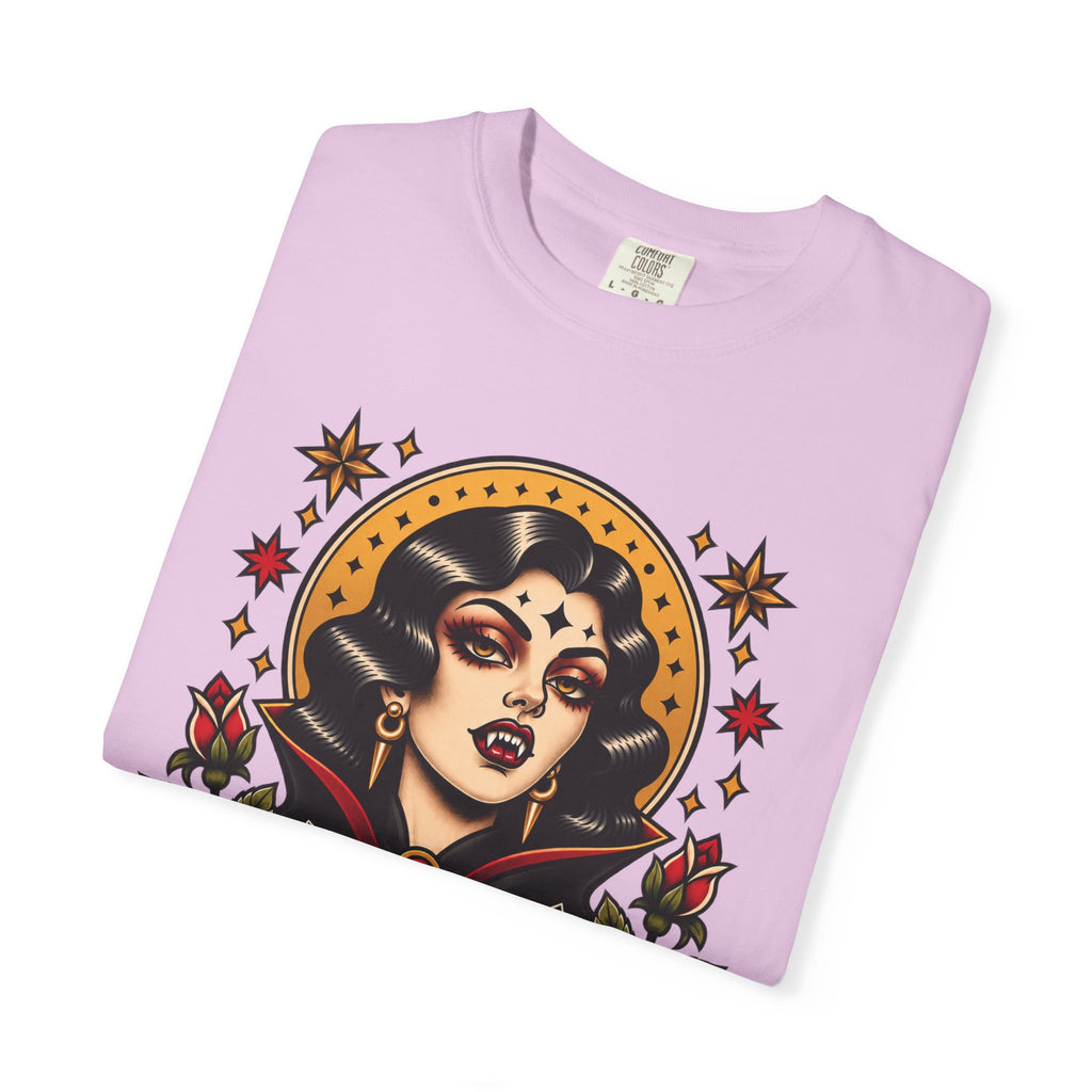Vampire Woman & Black Cat Tattoo Flash T‑Shirt