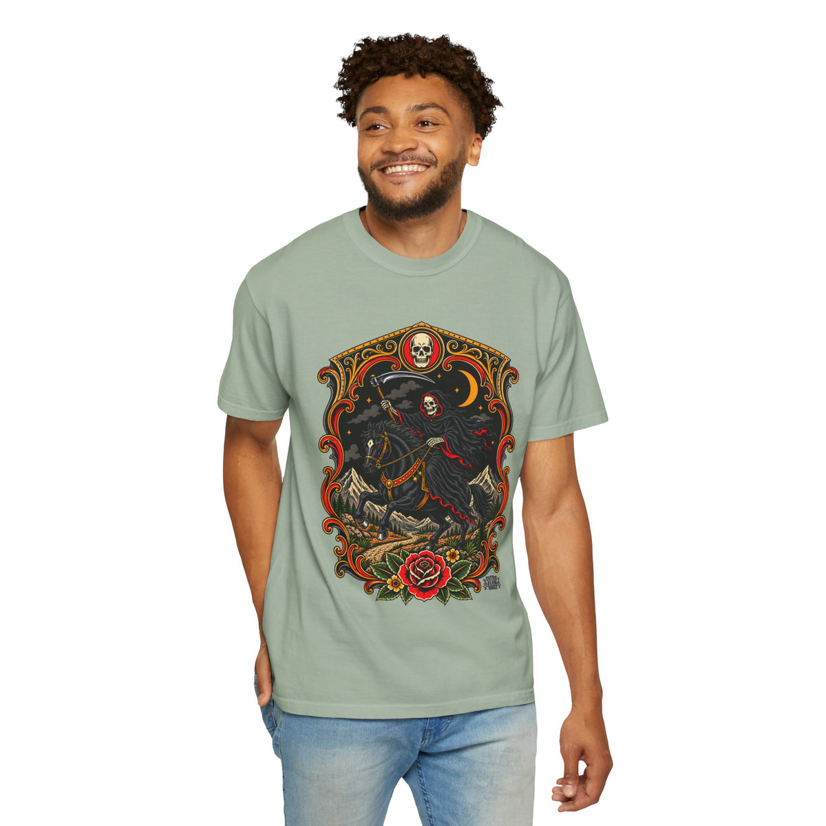 Grim Reaper Horseman Tattoo Flash T-Shirt