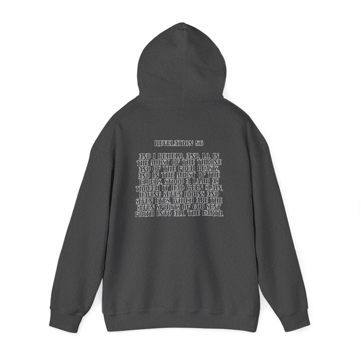 Sacrificial Lamb Hoodie with Revelation 5:6 Scripture Back Print